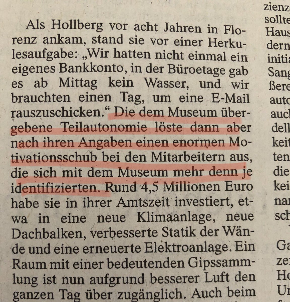 Mehr Autonomie, mehr Kooperation. Situation in den Uffizien und Galleria del‘Accademia Florenz. Gilt aber überall. Heute in der FAZ.