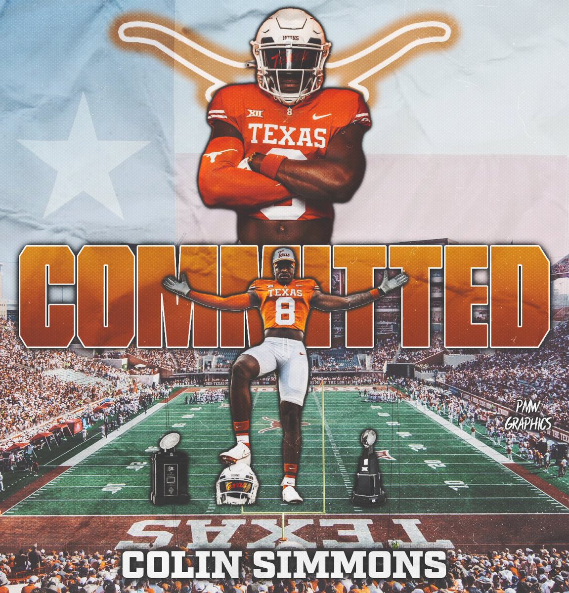 pmwgraphics's tweet image. 2024 5 ⭐️ Edge Colin Simmons has just committed to Texas!
