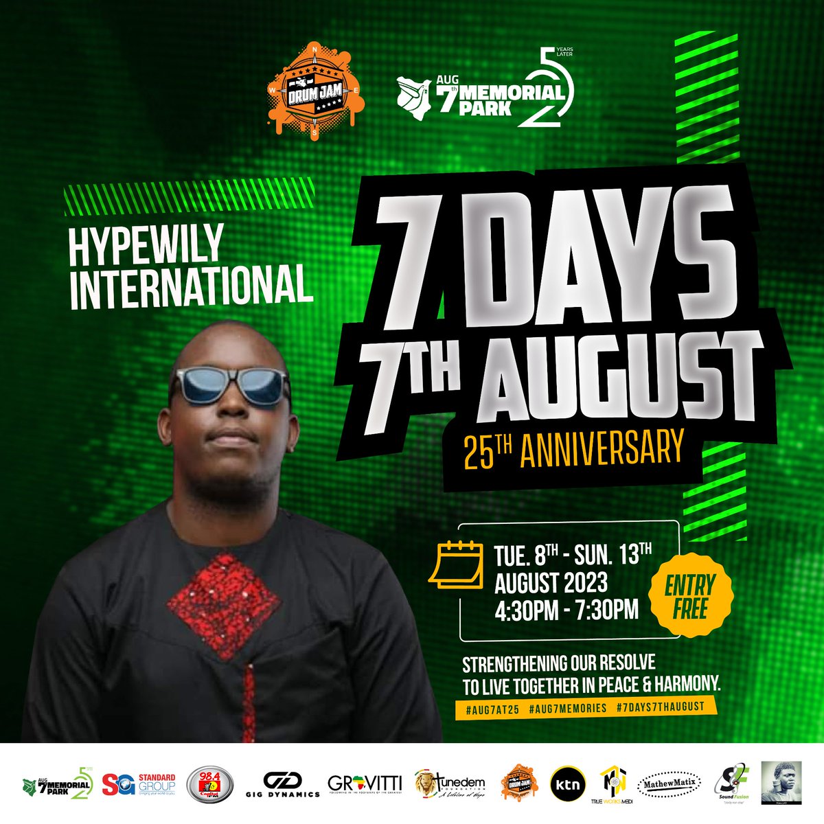 Friday. The golden child of the weekdays. The superhero of the workweek. The welcome wagon to the weekend.

Join us tomorrow <a href="/MemorialParkKe/">August 7th Memorial Park</a> as we continue with the 7 Days of 7th August tribute performances by <a href="/CosterOjwang/">Coster Ojwang</a>
<a href="/DKelv254/">DjKelv254</a> <a href="/hypewily/">hypewily international</a> <a href="/lafrik_music/">Lafrikmusic</a>
See you then...