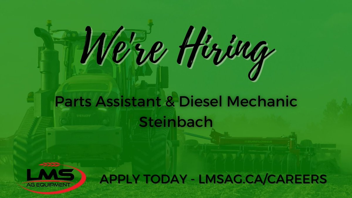 Continuing to grow our team at our New Steinbach Location to serve you better!
If you know someone interested in working for a great company, in a brand new building &amp; being part of a great team, encourage them to apply today!  lmsag.ca/careers/
