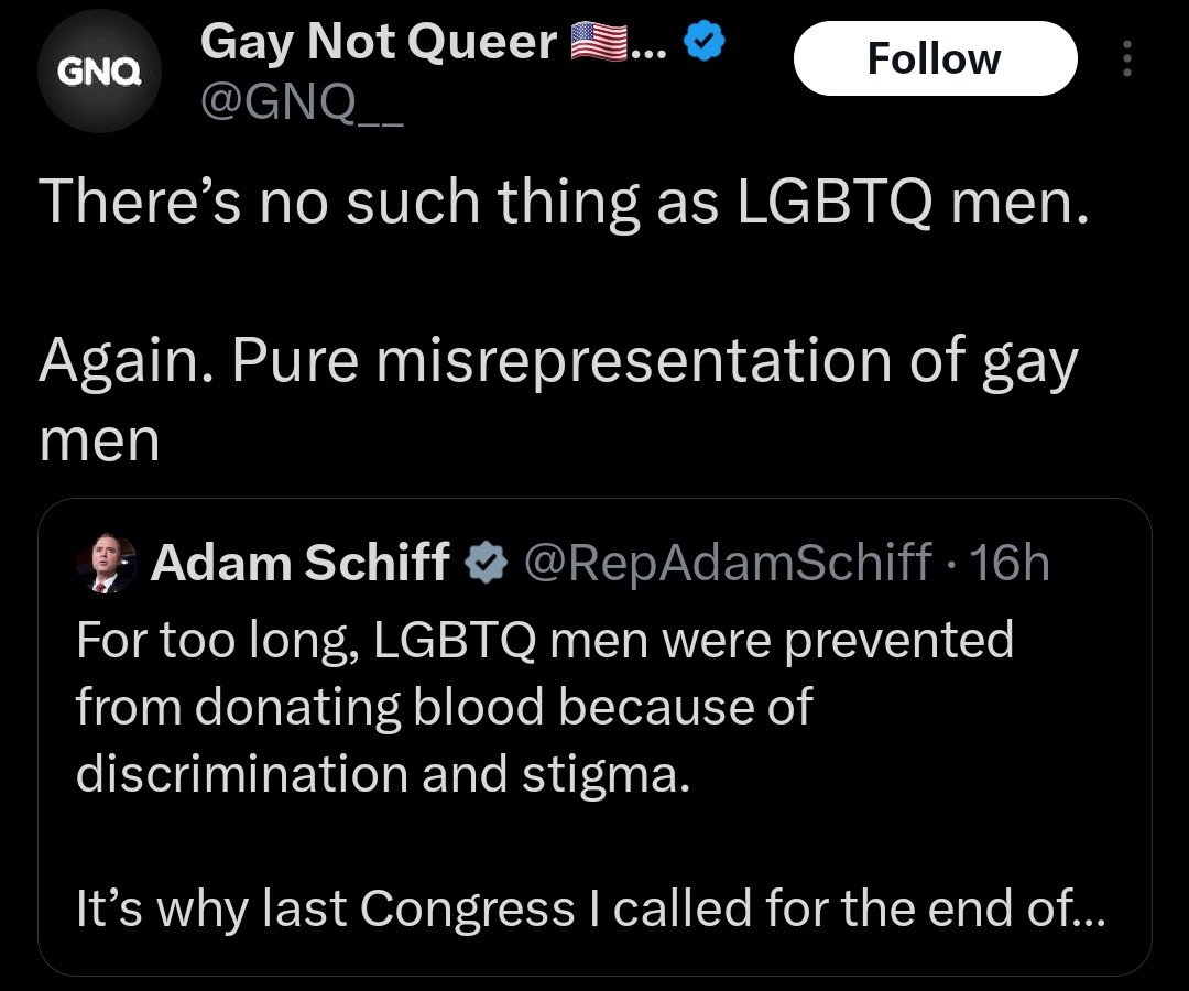 Gay Not Queer forgetting that bans on blood donations affect more than just gay men.