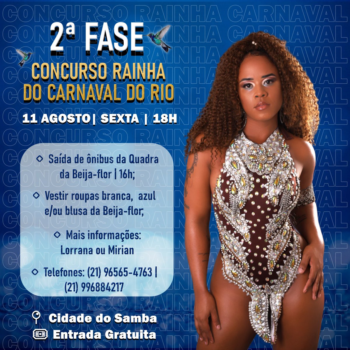 lorrayne1lopes's tweet photo. VAMOS PARA MAIS UMA!!! 💙🌪️🤍

Meus amores, na sexta teremos mais um encontro. Espero todos vocês para mais uma festa linda, na Cidade do Samba!

Teremos ônibus saindo da quadra da Beija-Flor.

O FURACÃO RUMO À CORTE 2024! #LorrayneNaCorte

Espero a todos vocês! https://t.co/Vizwssb10B
