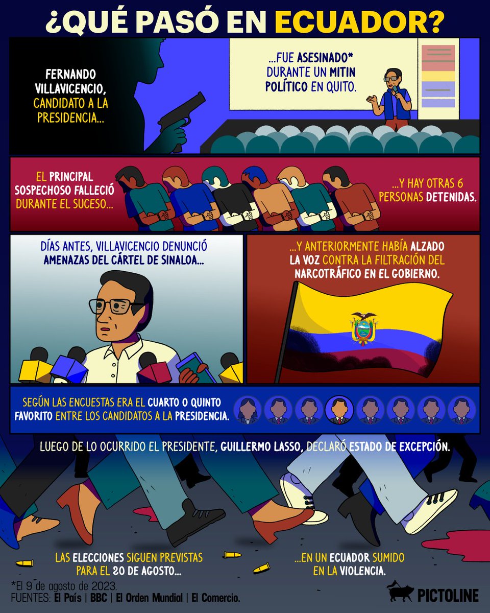 pictoline's tweet image. Ayer, un candidato a la presidencia de #Ecuador fue asesinado. 

Un resumen de lo que pasó: