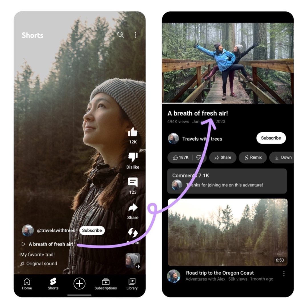 Dexerto's tweet image. YouTube is adding a feature where Shorts can link to long form videos