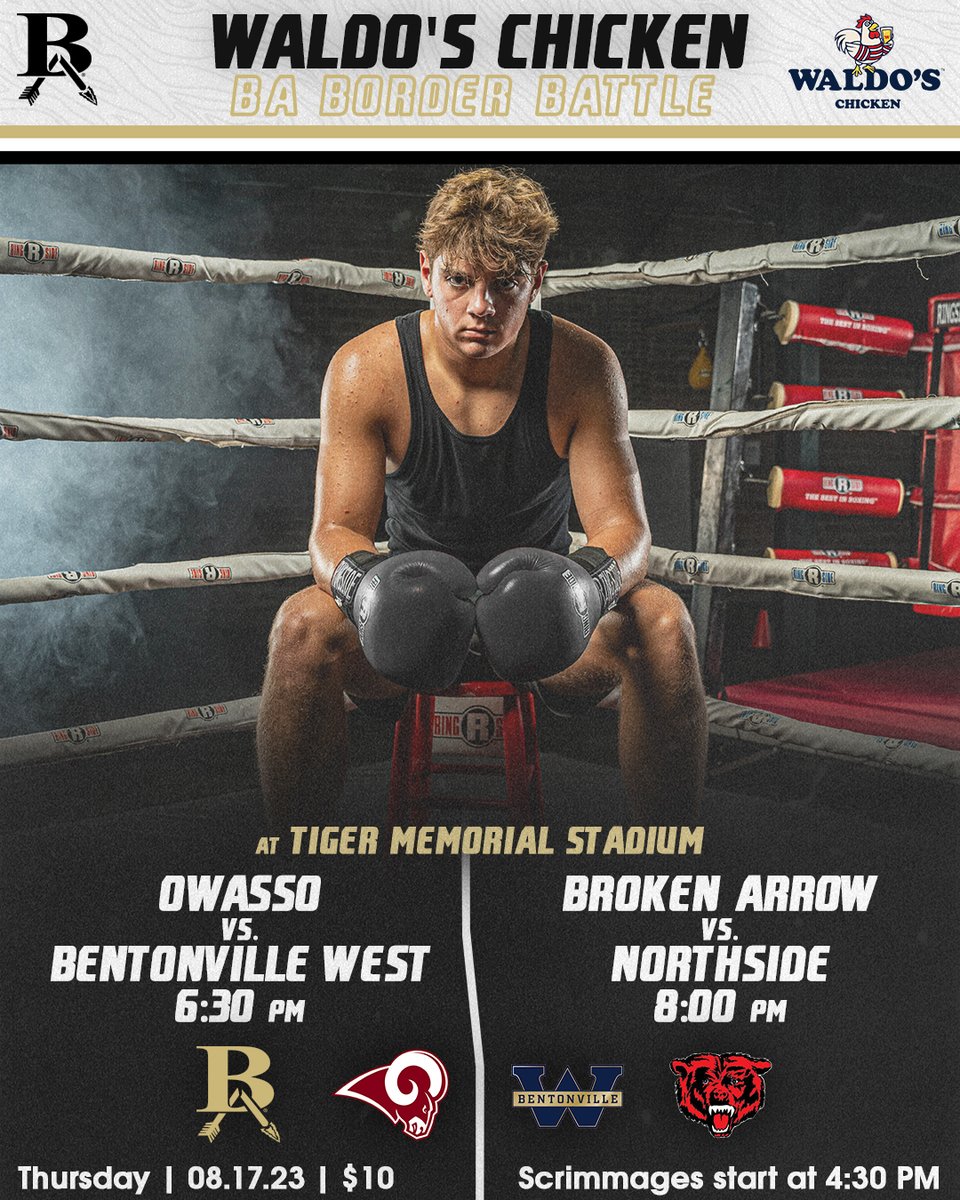 1 more week until Waldo's Chicken BA Border Battle! Come watch your Tigers compete against Owasso, Bentonville West & Fort Smith Northside! 🎟: gofan.co/event/1009703?…... #ToTheTree x #goBA🐅