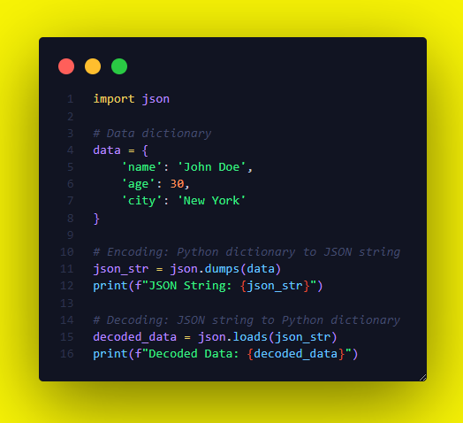rohanpaul_ai's tweet photo. 🔥🚀Unlocking the Power of Data Serialization in Python with JSON and XML🔥🚀

Data serialization, at its core, is the process of translating data structures or objects into a format that can be stored or transmitted, and subsequently reconstructed. In the Python world, JSON and XML are two common formats for this purpose.

👉 JSON (JavaScript Object Notation) is a lightweight data interchange format inspired by JavaScript object literal syntax. Its primary advantage lies in its simplicity and readability.

👉 XML (eXtensible Markup Language) is a markup language that defines a set of rules for encoding documents in a format both human-readable and machine-readable. It is robust, extensible, and has been widely adopted in various industries.

👉 Python provides built-in libraries to work with both formats. Let's dive deep into them:

**1. Python's `json` Module:**

👉 The `json` module provides methods to encode and decode JSON format.

📌 **Example: JSON Encoding and Decoding**

```python
import json

# Data dictionary
data = {
    'name': 'John Doe',
    'age': 30,
    'city': 'New York'
}

# Encoding: Python dictionary to JSON string
json_str = json.dumps(data)
print(f"JSON String: {json_str}")

# Decoding: JSON string to Python dictionary
decoded_data = json.loads(json_str)
print(f"Decoded Data: {decoded_data}")
```

In this example, we first convert a Python dictionary to a JSON-formatted string using `dumps()`. Then, we convert it back using `loads()`.

**2. Working with XML using `xml.etree.ElementTree`:**

👉 This library provides a lightweight and efficient way of parsing and creating XML data.

📌 **Example: XML Parsing and Creation**

```python
import xml.etree.ElementTree as ET

# XML String
xml_str = """
<person>
    <name>John Doe</name>
    <age>30</age>
    <city>New York</city>
</person>
"""

# Parse XML
root = ET.fromstring(xml_str)
print(f"Name: {root.find('name').text}")

# Create XML
person = ET.Element("person")
name = ET.SubElement(person, "name")
name.text = "Jane Smith"
tree = ET.ElementTree(person)
tree.write("person.xml")
```

In this snippet, we parse an XML string to extract information, then create a new XML structure and save it to a file.

👉 **Intriguing Applications of Data Serialization:**

1. **Configuration Management:** Applications often use JSON or XML files to store configurations. This externalizes setup from the code, making it more flexible and maintainable.

2. **APIs and Web Services:** RESTful services use JSON or XML to communicate. When you request data from an API, the response is often serialized in one of these formats.

3. **Data Storage:** Databases like MongoDB use BSON (a binarized version of JSON) to store data. Serialized formats enable efficient read and write operations.

📌 **Real-life Code Example - Fetching Weather Data from an API using JSON:**

```python
import requests

API_ENDPOINT = "https://t.co/WQZg0xvivt York&appid=YOUR_API_KEY"

response = requests.get(API_ENDPOINT)
data = response.json()

print(f"Temperature in New York: {data['main']['temp']}K")
```

In this piece of code, we make an API request to OpenWeatherMap to fetch weather data for New York. The data is returned as a JSON, which we then parse to extract and display the temperature.

In conclusion, mastering data serialization with JSON and XML in Python opens doors to a vast range of applications. Whether it's configuration management, web service communication, or data storage, serialization is a cornerstone of modern software engineering.

------------------

👉 If you enjoyed this explanation:

✅1. Give me a follow @rohanpaul_ai for more of this every day and
✅2. Like & Retweet this tweet:
✅3. Consider subscribing to my MachineLearning YouTube channel -
https://t.co/l5QgUF2bjD

#python #100daysofcode #softwareengineer #programming #coding #programmer #developer #coder #code #computerscience #technology #pythonprogramming  #software #webdevelopment #webdeveloper #tech #codinglife #algorithms #algorithm #datastructures #programmers #analytics #leetcode #MachineLearning #ArtificialIntelligence #datascience #nlp  #100daysofmlcode #nlp #textprocessing #programminglife #hacking #learntocode #softwaredeveloper #interview