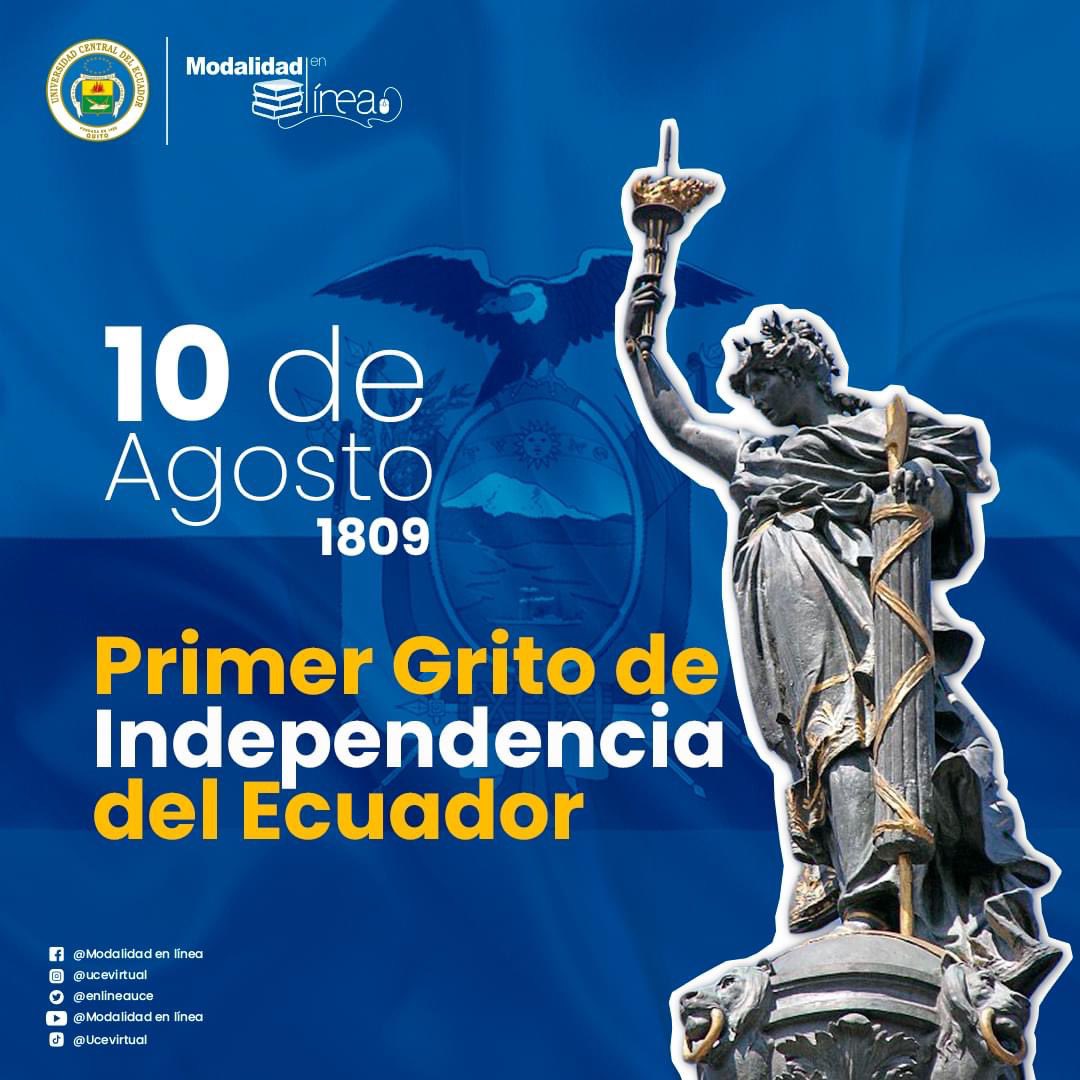 enlineauce's tweet photo. 🟡🔵🔴#PrimerGritodelaIndependencia 10 de agosto de 1809 - 214 años de Independencia
#Conmemora el inicio del proceso de independencia del país. Nuestros compatriotas ecuatorianos lucharon por #liberarse del dominio español y buscar su autonomía como nación. https://t.co/L5euNq5MBa