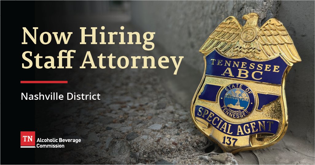 The TABC is looking for a staff attorney. If you are interested in helping us protect the community by enforcing the state's alcohol laws, come join our team!  

Apply today - Wed Aug 16 stateoftn-careers.ttcportals.com

#LawEnforcement #Hiring #StaffAttorney
