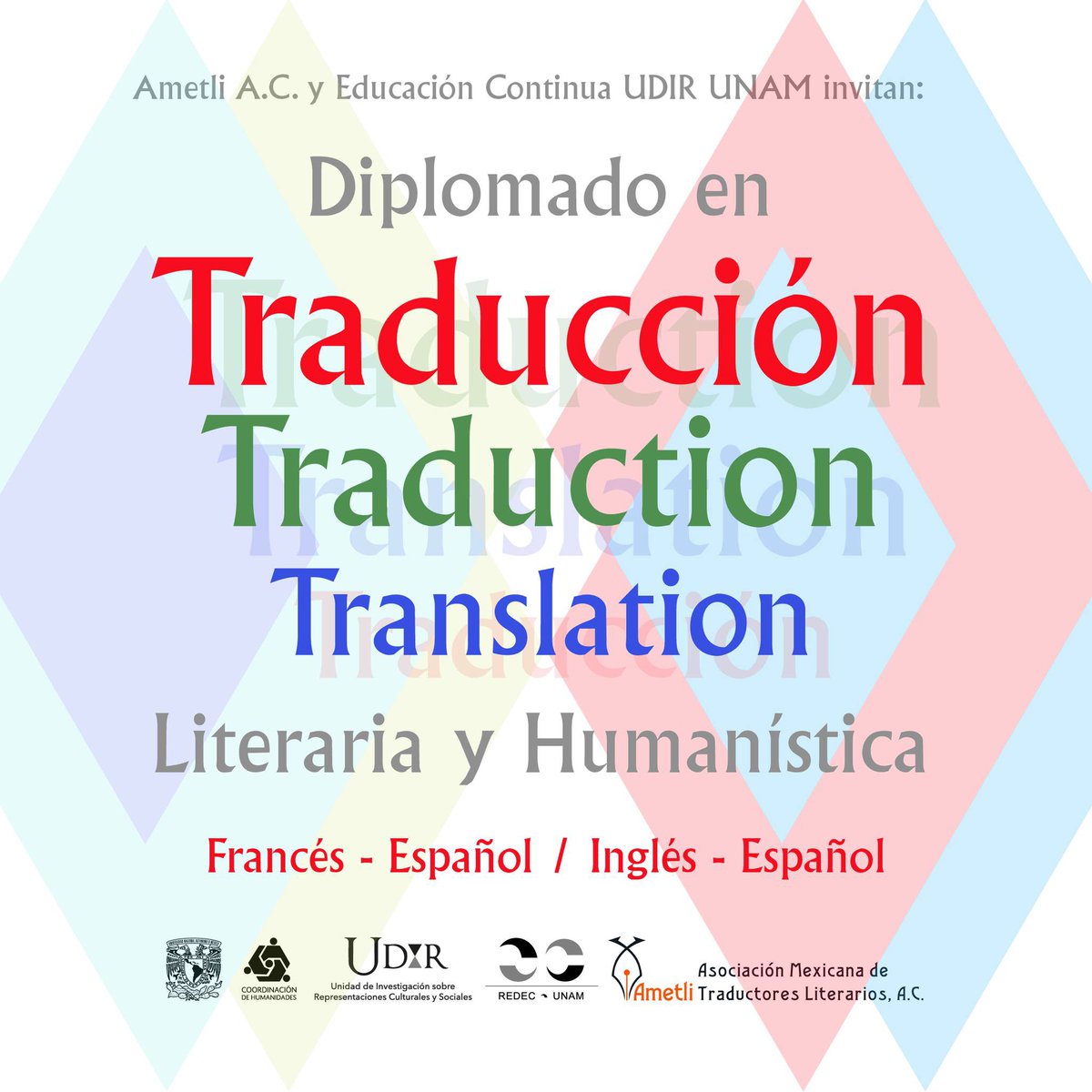 ENESMoreliaUNAM's tweet photo. Diplomado en Traducción Literaria y Humanística que imparte la Unidad de Investigación sobre Representaciones Culturales y Sociales en colaboración con Asociación Mexicana de Traductores Literarios, A.C. - Ametli.
toda la información aquí: https://t.co/BcnWpiDnMa

#UDIR #AMETLI https://t.co/pLbt2oUBim