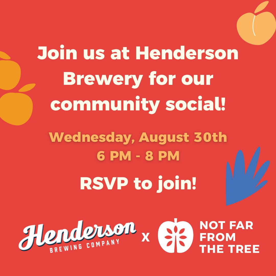 Join us for a fun evening at at Henderson Brewery on August 30th from 6-8 PM! 

Come celebrate the fruitful season we’ve been having with the friends in our community! 

Let us know you’re interested by RSVPing via the link in our bio! 🗓🍎✨