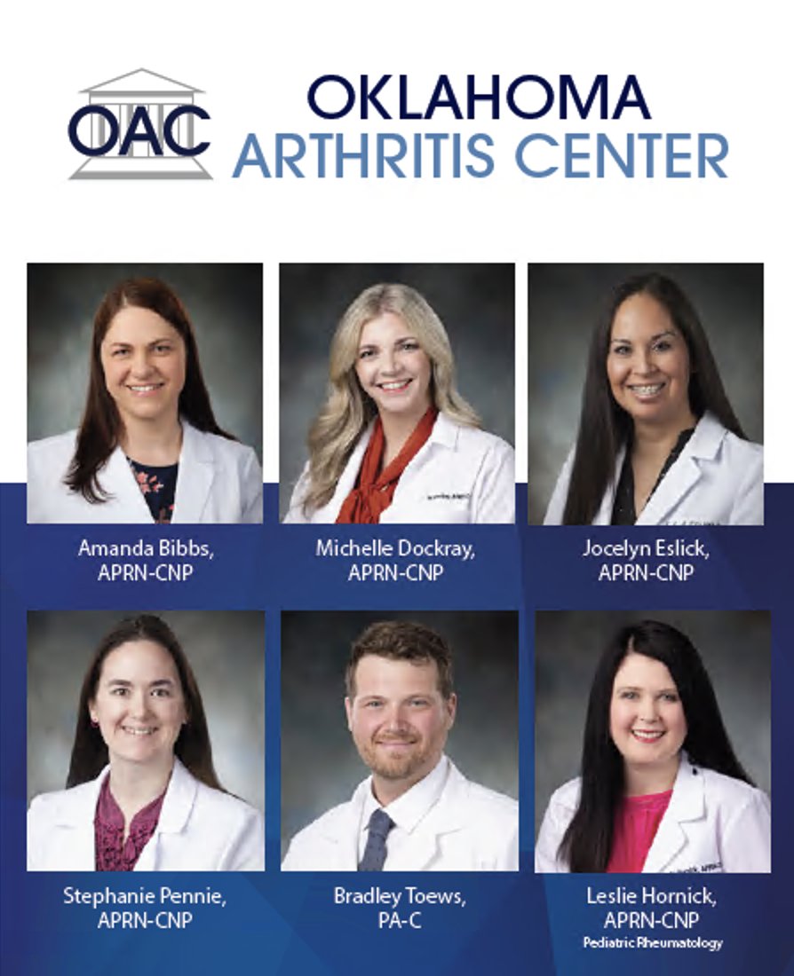 Find our outstanding team at our new location in Tulsa!

9322 E. 41st Street
Tulsa, Oklahoma 74145
Phone: (539) 215-5609
More Living. Less Pain. 
okarthritis.com
okinfusion.com