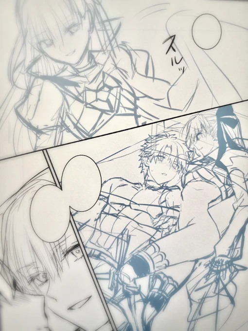 お品書きには おまけ本4p予定とか書いたんですが  既にメルトの小話の部分で6p...😇 別版権の落書きページは描けるのか?!  準備する時間までが〆切 自分との勝負だぁーー💪💪💪😭