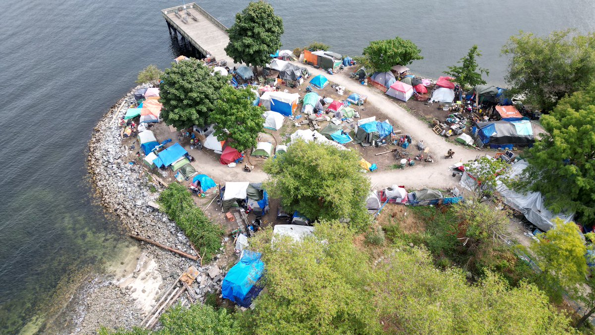 Some shots of #CrabPark ‘Unhoused’ camp in @CityofVancouver   from 100m it looks very well organized 
@Everybody_DTES  @vancouveriswhat @CBCVancouver #dronelife #droneBC