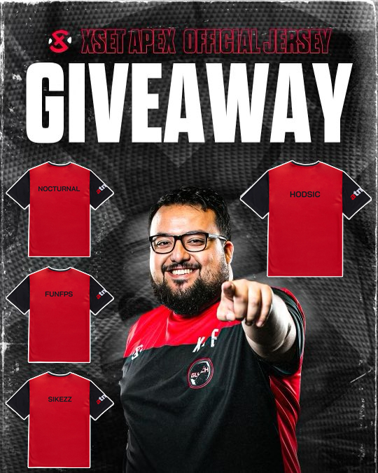 Since we hit our like goal on our ALGS Day 1 Video this week 
We're doing an APEX Team Jersey GIVEAWAY! 

Follow <a href="/XSET/">XSET</a>

RT This Tweet

That's it!  Winner will be chosen tomorrow when our ALGS Day 2 video goes LIVE at 3pm est 📷