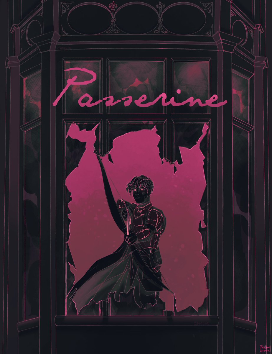 “But then, behind him, standing at the window they’d crashed through, looking numbly out at the scene, was Wilbur.” @thcscus #passerine #passerinefanart #wilbursootfanart #bookcoverart