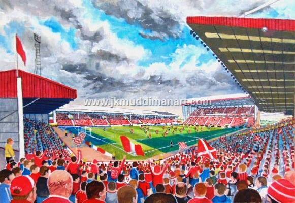 hi @RealEoinJess @NeilSimmy8 painting ive done of #aberdeenfc #pittodrie prints available now just £15 a3 size @ jkmartwork.com RT's appreciated