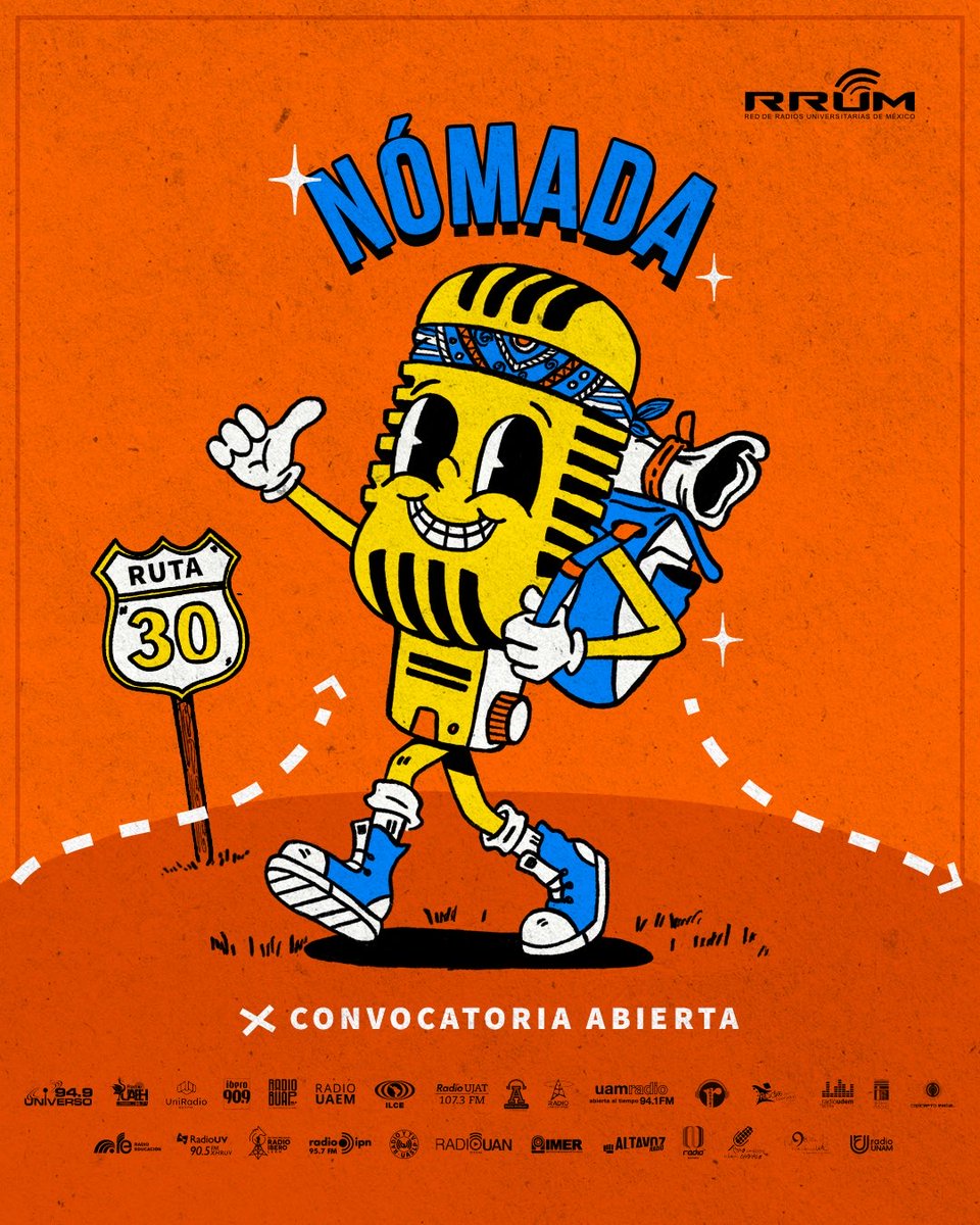 La <a href="/RRUMexico/">Red de Radio Universitarias de México (RRUM)</a> presenta 💥Nómada💥 

#ConvocatoriaAbierta para promover la participación de las y los estudiantes en la radio universitaria ¡Participa! 👉🏾 buff.ly/3Ope3NR

Fecha límite: 21 de agosto, a las 14 horas.