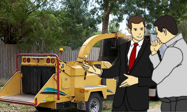 Gritty20202's tweet photo. salesman: *slaps woodchipper*  "This baby could abolish so many landlords" https://t.co/fGRozQ5qYI