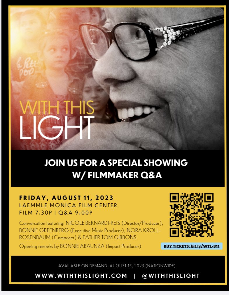 If you will be in LA SoCal tomorrow there will be a special screening of #withthislight with Paulist Father Tom Gibbons interviewing filmmakers Jessica P. Sarowitz