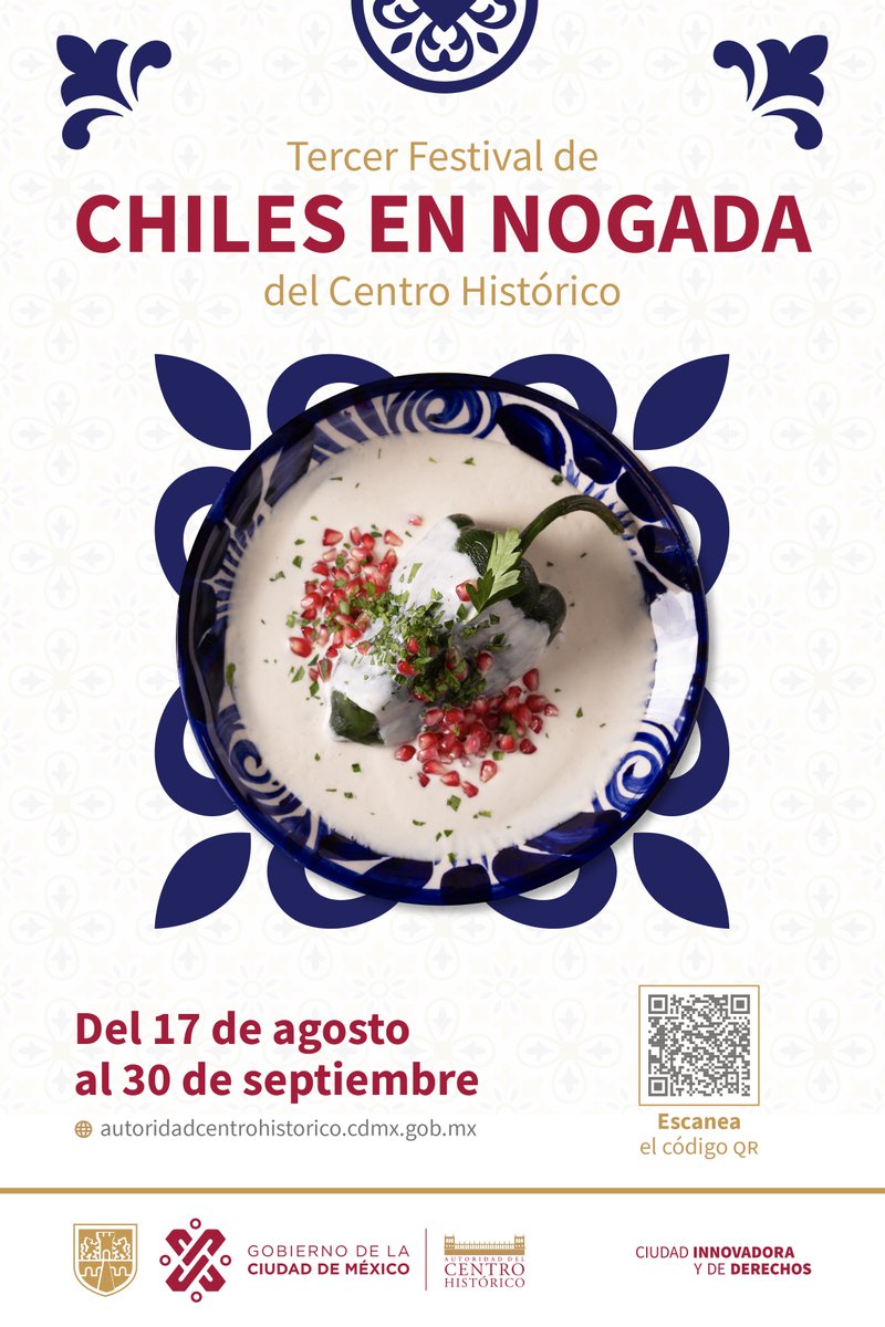 ¡Ya llegó, ya está aquí! 🌶

La temporada de Chiles en Nogada inicia en el #CentroHistórico. Si tienes un restaurante en donde se haga este platillo, regístrate y participa en nuestro festival.

Contesta el formulario 👉🏽 bit.ly/3ORKGoX