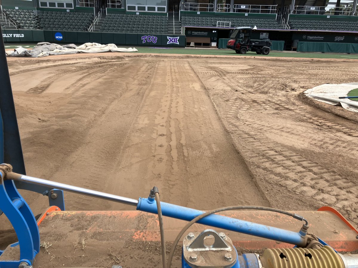 UnitedTurfnTrak's tweet photo. UTT SFS this week working at @TCU_Baseball ⚾️ with @TCUFIELDCREW an infield renovation project to improve drainage. New @TifTufBermuda from @GrassTri to be installed soon. #Frogball #FindYourFooting @FieldExperts https://t.co/srqfzZtbl3