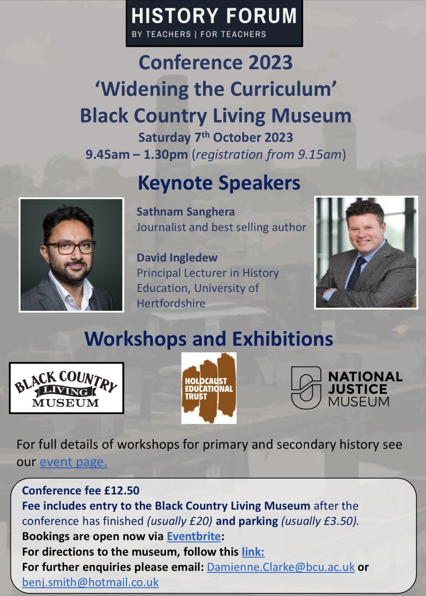 MidHistForum23's tweet image. Join us for our annual conference on 7th October @BCLivingMuseum with keynote speakers including @Sathnam and a range of workshops. Bookings open now eventbrite.co.uk/e/widening-the… Please RT @histassoc @TMHistoryIcons @historybookgrp @WilkesHistory @damienne_clarke