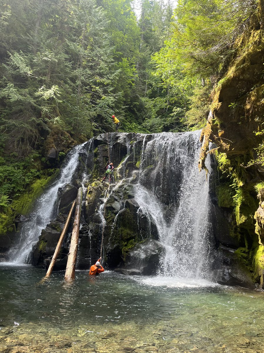 JGoodyPDX's tweet image. This week’s #LetsGetOutThere was a first for me. Have you ever rappelled down a waterfall?! We’ll take you to the @GPNF for some canyoneering with Cascade Canyon Guides! @KGWNews