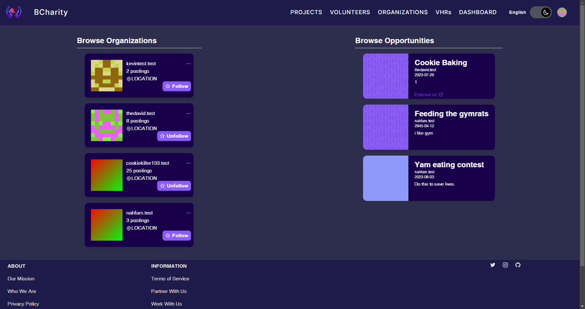 DavidAtBCharity's tweet photo. Sneak peek at the new dark theme of our volunteer management system website! 🤩 https://t.co/5ullxz2JB8