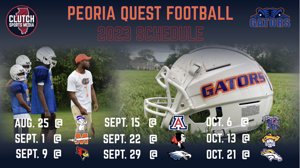There’s a brand new high school football team in Peoria, the Quest Charter Academy Gators!🐊🏈

Quest is playing 8-man football this year and as they build their team, they’re looking to build a culture as well.

Meet the Gators and hear their story here: clutchsportsil.com/post/2023-foot…
