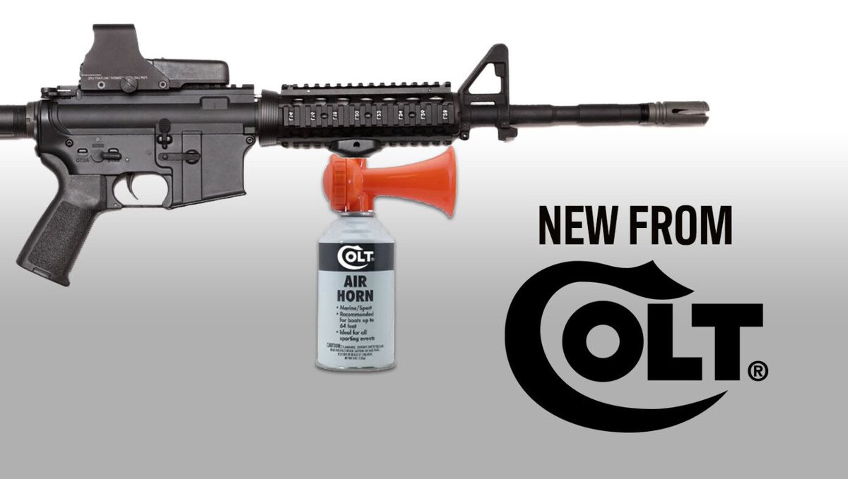 TheBabylonBee's tweet photo. Colt Releases New Airhorn Modification For AR-15 https://t.co/9MCraZlUEu https://t.co/wQBloaHIS7