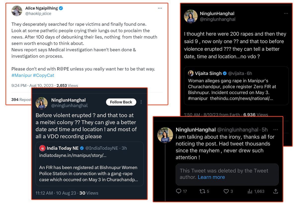 realMalem's tweet photo. When the viral video came out, all Meiteis denounced the criminals. Now that the Meitei rape victims are coming forth, Chin-#Kukis show their hypocrisy/true nature. Show me one tweet where a Kuki denounce their criminals.
#Manipur #SaveMeitei #DownWithZalengam
@ninglunhanghal https://t.co/rmSeApCnq8