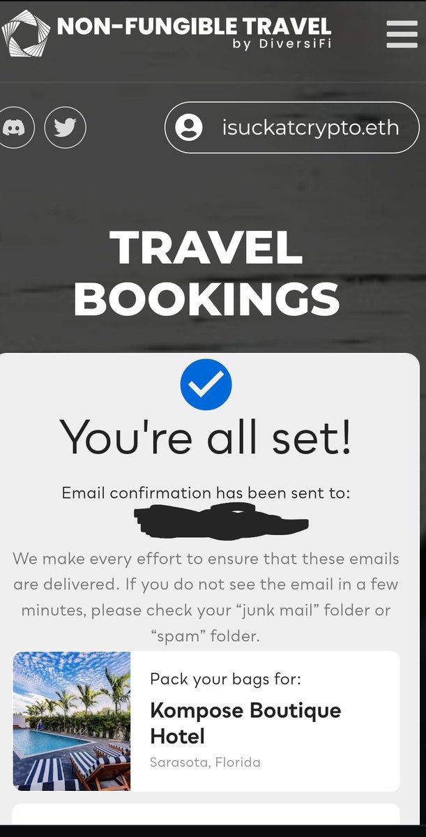 PatrickCrypt13's tweet photo. Booked a local hotel with @NonFunTravel for the couple days of homelessness I will have after selling condo to move north. After cash back was a little cheaper than any rate I found elsewhere! #NotHomeless #Web3travel #DiversiFiBsc @SpaceRiders_NFT @ThePlagueNFT #Travel #ETH https://t.co/uDabxVuATu