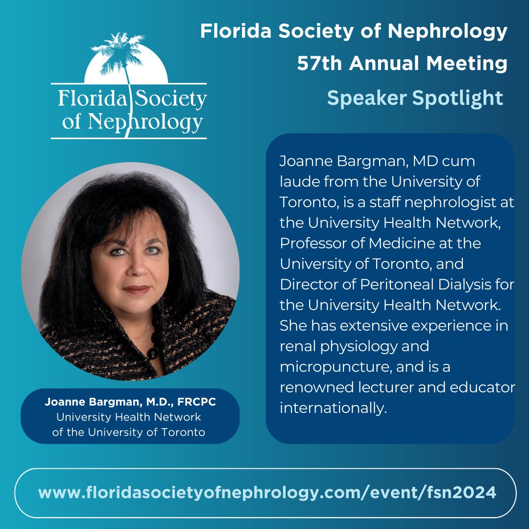 The Florida Society of #Nephrology 57th Annual Meeting will be held January 12-14, 2024 at the JW Marriott Orlando Bonnet Creek.  floridasocietyofnephrology.com/event/fsn2024
