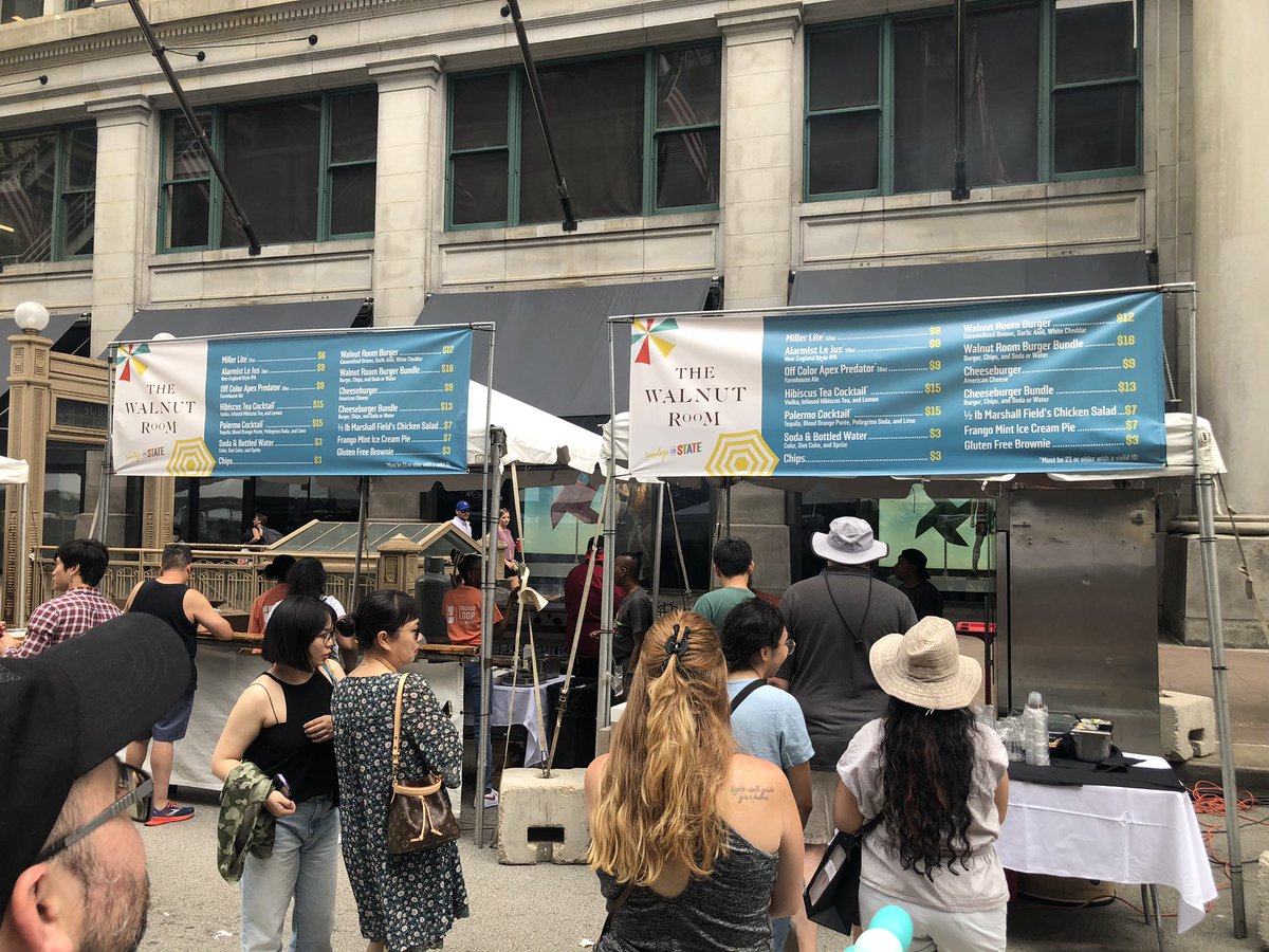 FieldsFansChgo's tweet photo. @ChiLoopAlliance Last #sundaysonstate for 2023 is THIS Sunday 8/13. @Macys + Walnut Room will be there w/choice specialties, surely including some kind of @chocolatefrango treat! Don't miss it! 
#backintheloop (Photos, menu from 7/16/23—was great!)  
https://t.co/sVnzDKuPSs https://t.co/abQnpTuRKr