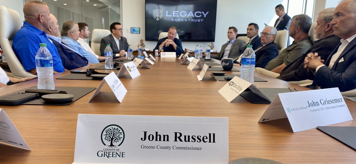 Thanks to Senator <a href="/Eric_Schmitt/">Eric Schmitt</a> for taking time to hear from <a href="/GreeneCountyMO/">Greene County MO</a> business leaders today in Springfield and discuss how he can continue working for Missourians in Washington, DC.