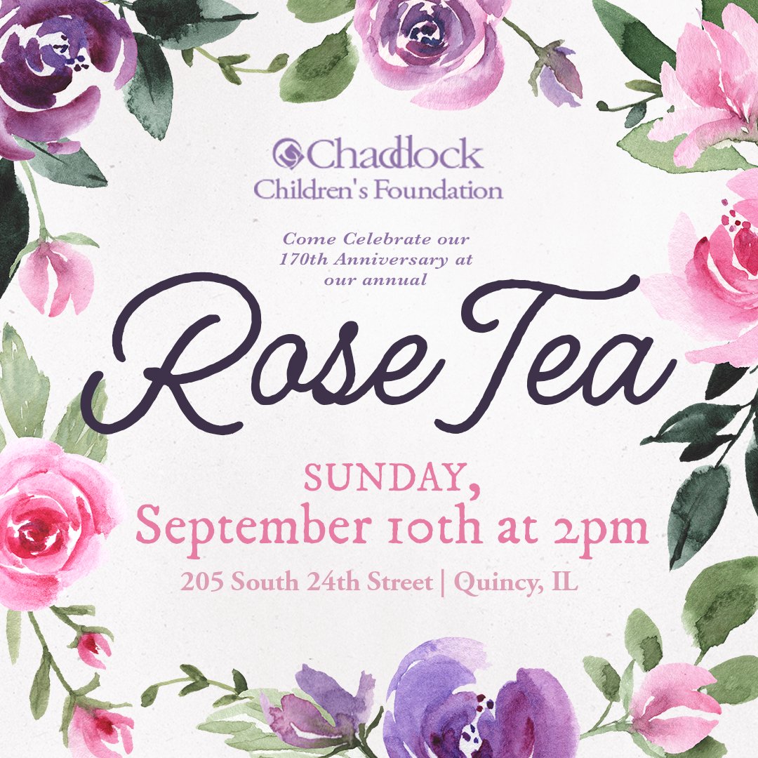 ChaddockForKids's tweet photo. 🗓️Mark your calendar: Chaddock's annual Rose Tea is set for September 10th, and you're invited! We hope you'll join us as we celebrate our 170th anniversary!

RSVP and learn more: https://t.co/5b2XjFCcsa https://t.co/Yok8oylJLC