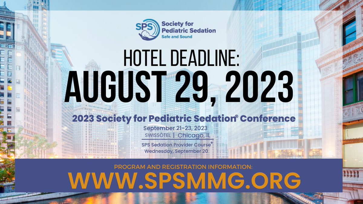 Reserve your hotel room today! SPS group rate is available until August 29. spsmmg.org #SPS23 #sedation @SwissotelChi @swissotel