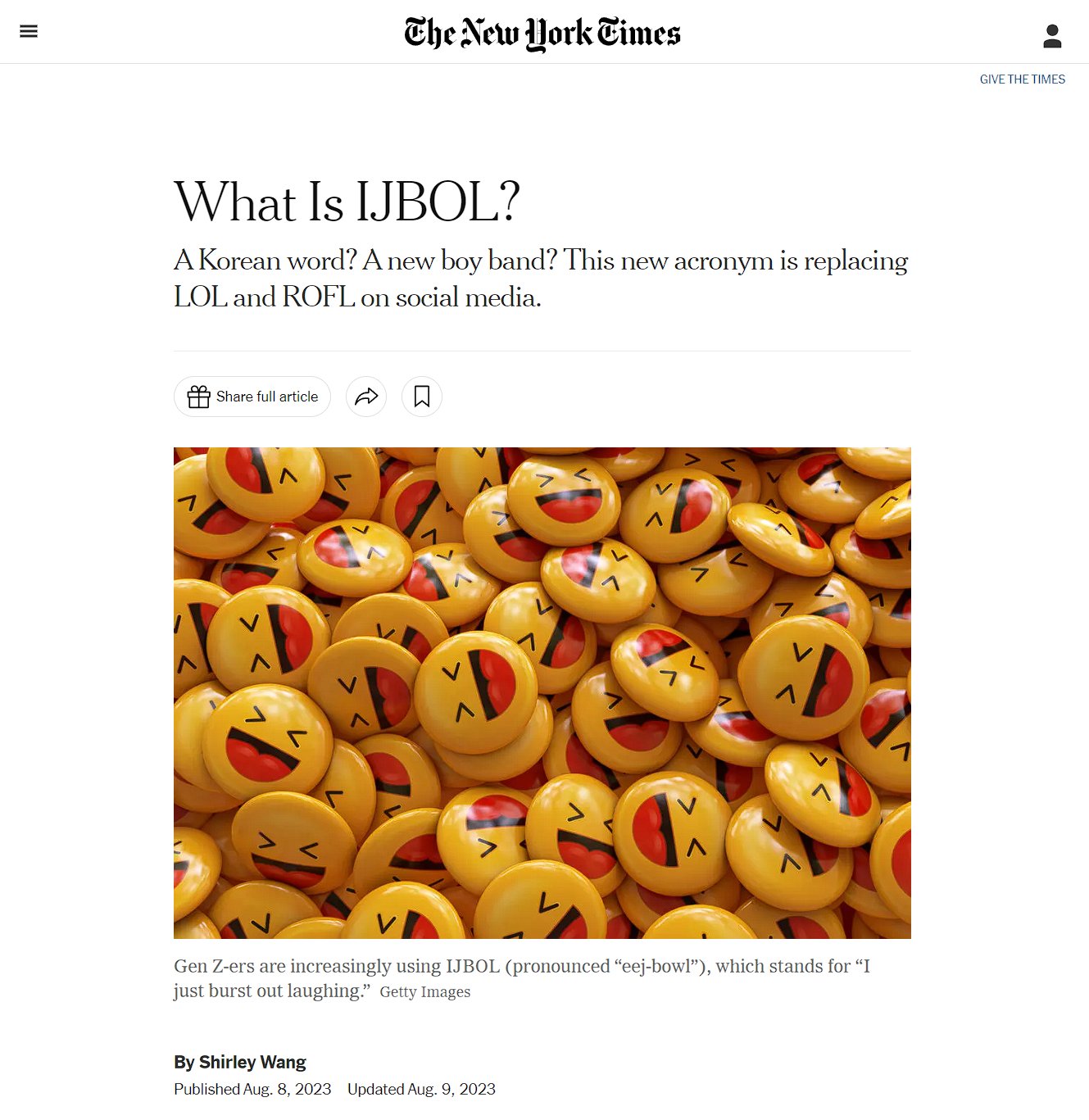 IJBOL Is In. LOL Is Out. - The New York Times