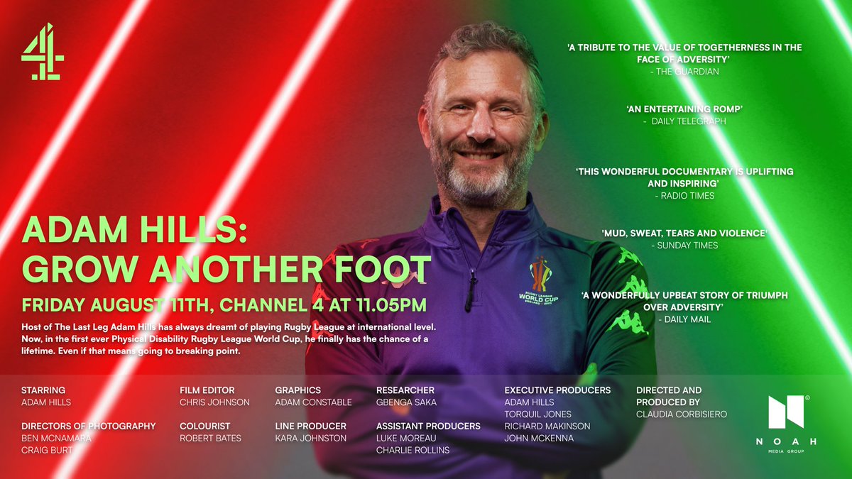 John McKenna (@pjmc10) on Twitter photo Tomorrow night. Our latest film from <a href="/noahmediagroup/">Noah Media Group</a> and the amazing <a href="/adamhillscomedy/">Adam Hills</a> - and an amazing sport that deserves this spotlight!
Rugby League - what a sport! Please watch if you can!!!
<a href="/Channel4/">Channel 4</a> <a href="/Saints1890/">St.Helens R.F.C.</a> <a href="/RedVeeDotNet/">RedVee.Net 🌹</a> <a href="/TheRFL/">Rugby Football League</a> <a href="/leagueexpress/">League Express</a> Tomorrow night. Our latest film from <a href="/noahmediagroup/">Noah Media Group</a> and the amazing <a href="/adamhillscomedy/">Adam Hills</a> - and an amazing sport that deserves this spotlight!
Rugby League - what a sport! Please watch if you can!!!
<a href="/Channel4/">Channel 4</a> <a href="/Saints1890/">St.Helens R.F.C.</a> <a href="/RedVeeDotNet/">RedVee.Net 🌹</a> <a href="/TheRFL/">Rugby Football League</a> <a href="/leagueexpress/">League Express</a>