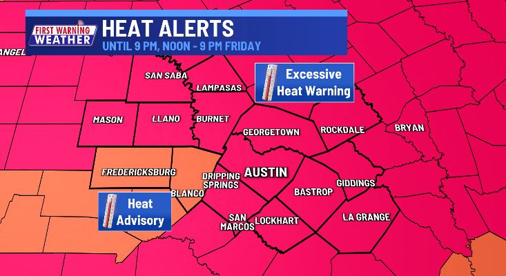 KXAN_Weather's tweet photo. A little perspective: Today is our 15th Excessive Heat Warning this year. The previous record was 3 (set last year). https://t.co/re4RnViRhT