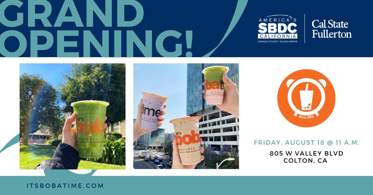 Join us as we celebrate the grand opening of It’s Boba Time, your go-to destination for exceptional boba tea beverages. Bring your friends, family, and fellow boba enthusiasts to share in this joyous occasion. 🧋

Start sipping  &gt; itsbobatime.eventbrite.com