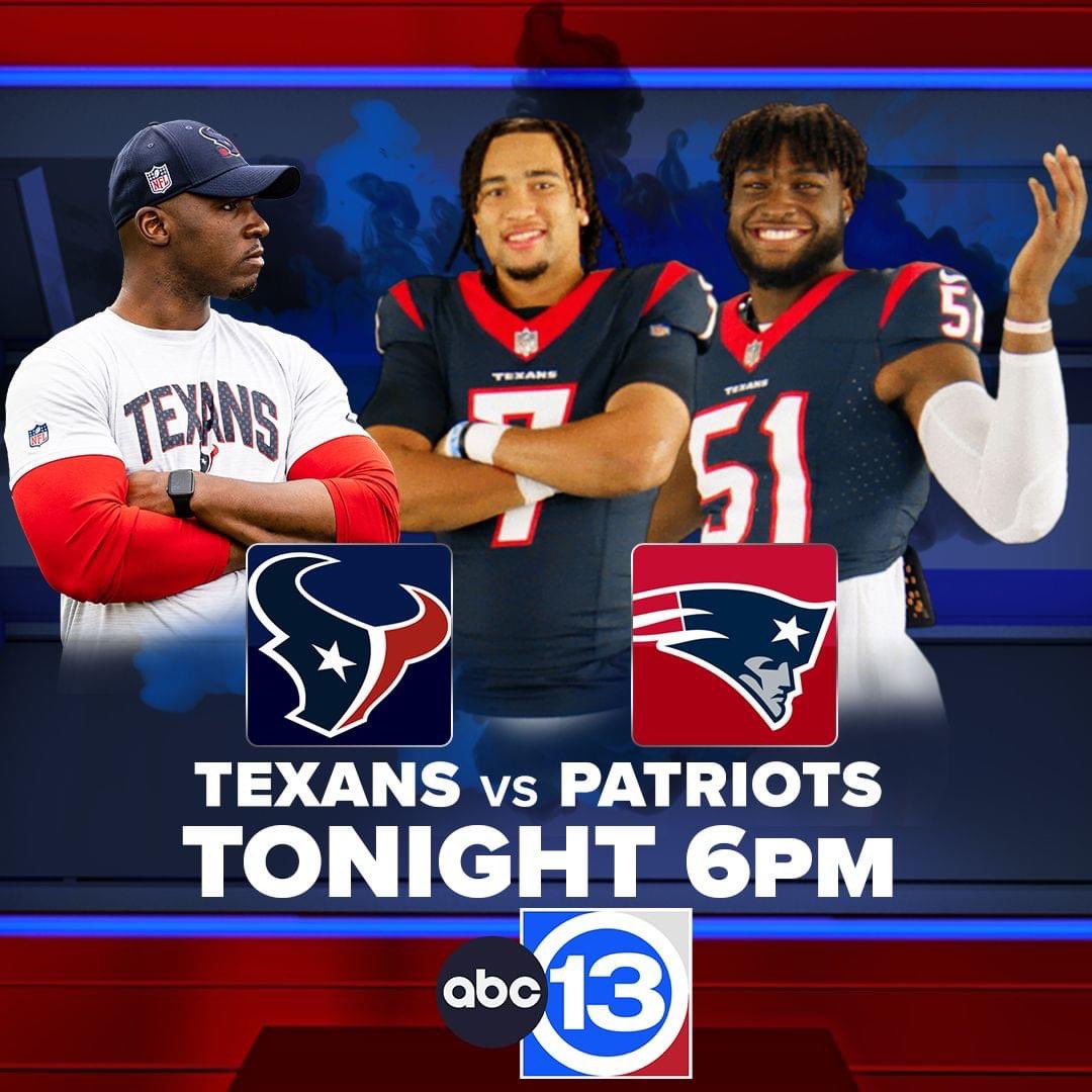 2 hours ‘til kickoff! At 6 p.m., LIVE on @abc13houston, watch DeMeco Ryans make his #NFL head coaching debut as the #Texans begin their preseason at New England. 2nd overall pick @CJ7STROUD will start at QB. #WeAreTexans #NFLTwitter