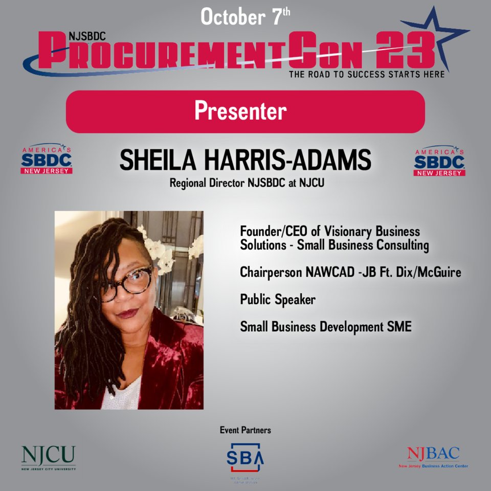 NJ Reg'l Dir. NJSBDC at NJCU Sheila Harris-Adams presents WHAT NOT TO DO IN GOVERNMENT CONTRACTING! Reserve your tickets now! shorturl.at/BCUZ7 #SmallBusinessConference #WomenOwnedBiz #HispanicBusinessOwners #LatinoEntrepreneurs #MinorityOwned #NJSmallBusiness