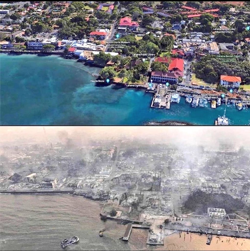 #Hawaii antes y después de los incendios 

#Hawaiiwildfires 
#Hawaiifire 
#hawaiifires 
#PrayforMaui 
#PrayForLahaina 
#PrayForHawaii