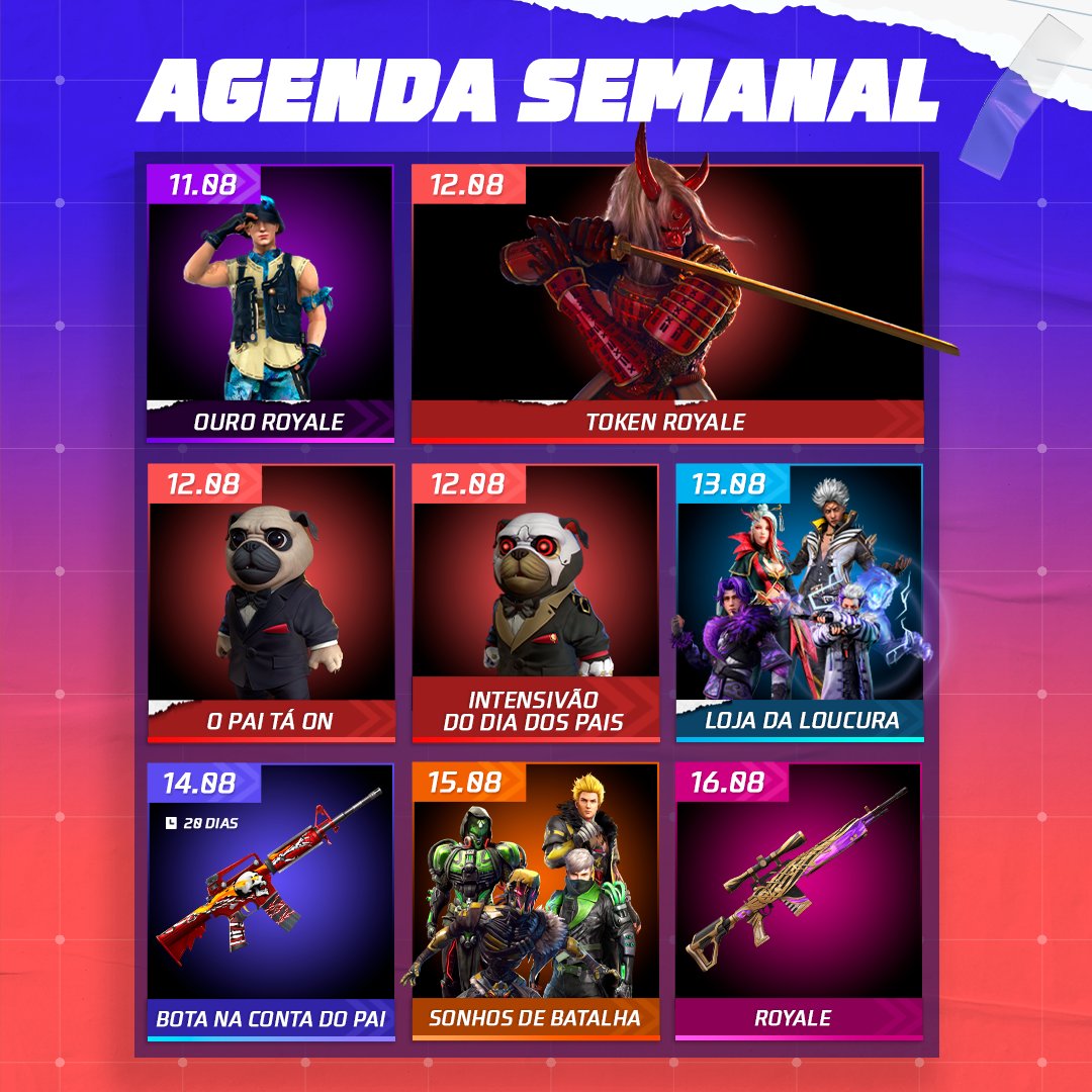 Garena Free Fire Brasil on X: VOCÊ PISCOU E A AGENDA DESSA SEMANA