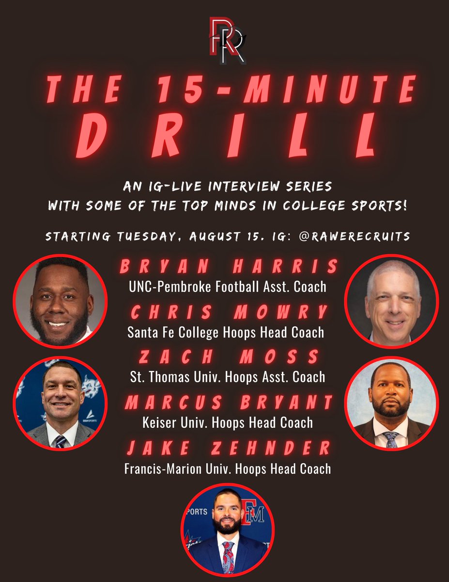 Excited to have some great college-sports minds be a part of this! Next Tuesday, check out rawerecruits on Instagram for Session 1 of the #15MinuteDrill: a 1-on-1 interview series discussing college recruitment & student-athletics. Ready to give these student-athletes some info…