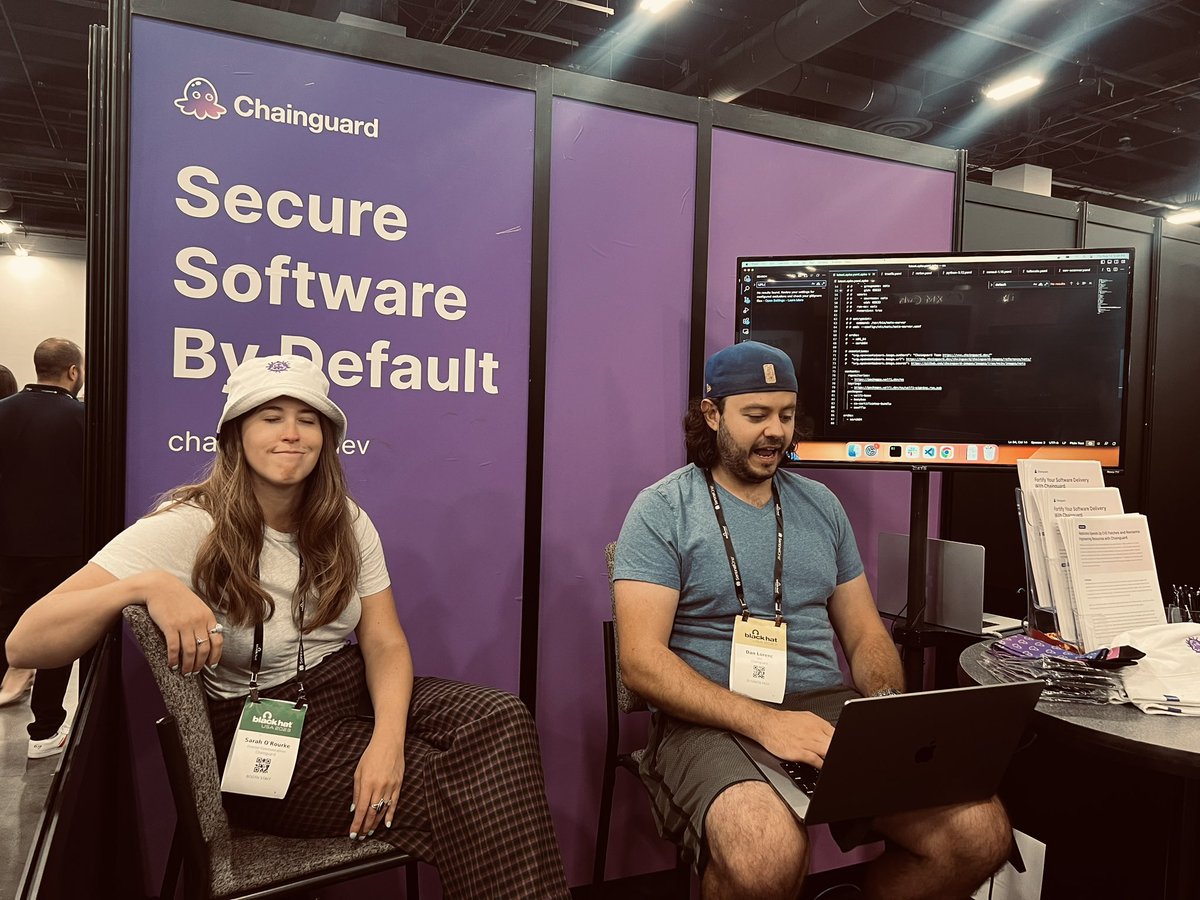 KaylinTrychon's tweet photo. Hour 96 in Vegas. Live look at how the @chainguard_dev team is holding up as they squash CVEs at @BlackHatEvents. #BHUSA
Stop by booth #SC208 & say hi π. https://t.co/Kwu8h88OKg