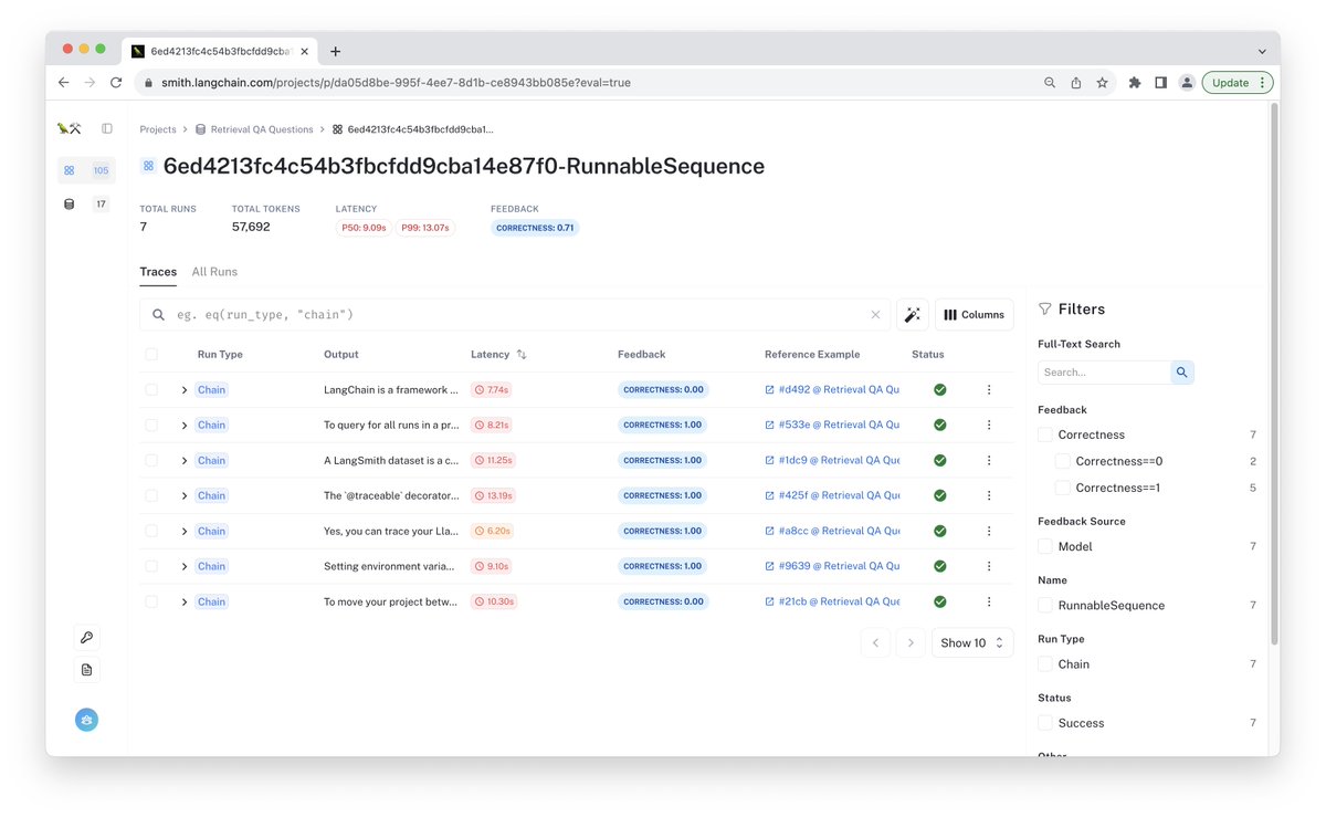 LangChainAI's tweet image. 🦜⚒️Q&amp;amp;A System Correctness 🧠

No evaluation of a question-answering system is complete without measuring response correctness.  We’ve added a tutorial to the LangSmith Cookbook showing how to do so.