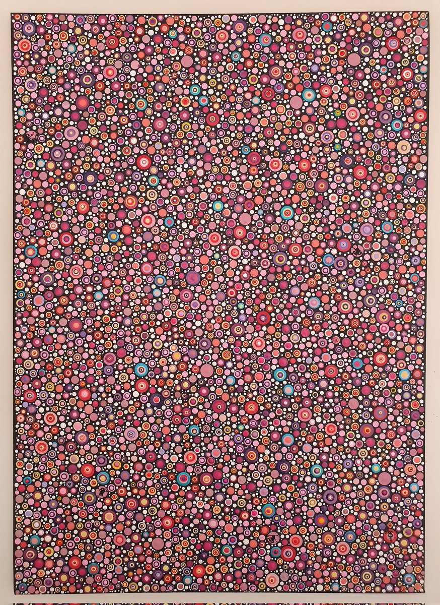 Psychedelic dots.
Four little frogs are embedded in my painting 😉
70 X 50 cm
linktr.ee/artmalisu

#artist #art #dot #pointillisme #multicolores #points #frogs #canvas #deco