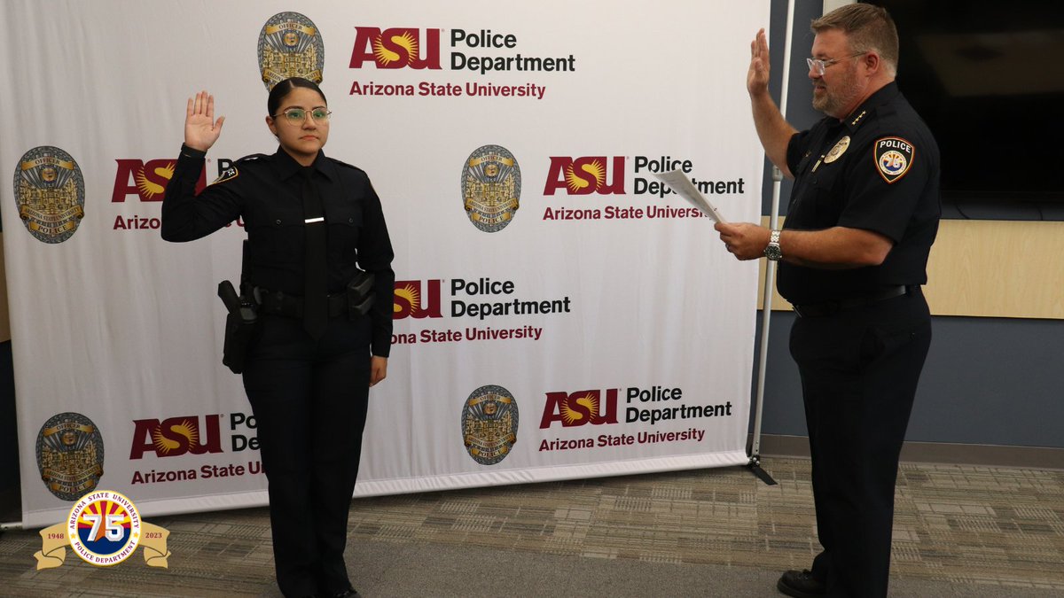 ASUPolice's tweet photo. We're excited to welcome Officer Jazmin Hernandez to the #ASUPD team!
Officer Hernandez comes to us from El Paso, TX, where she gained valuable experience working with a diverse and multi-cultural community.
#WelcomeAboard #joinOurTeam #75YearsOfService #ASUPolice 🔱🚔 https://t.co/HZUKLqRwt0